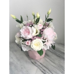 Seidenblumen Arrangement mit puderrosa Peonies in der Vase 2