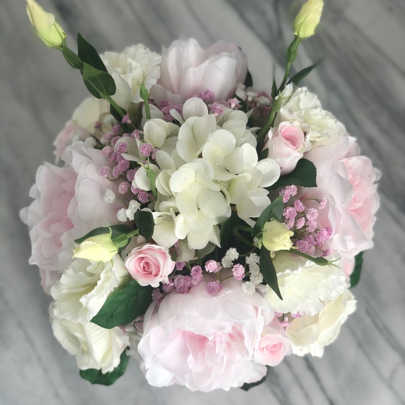 Seidenblumen Arrangement mit puderrosa Peonies in der Vase 3