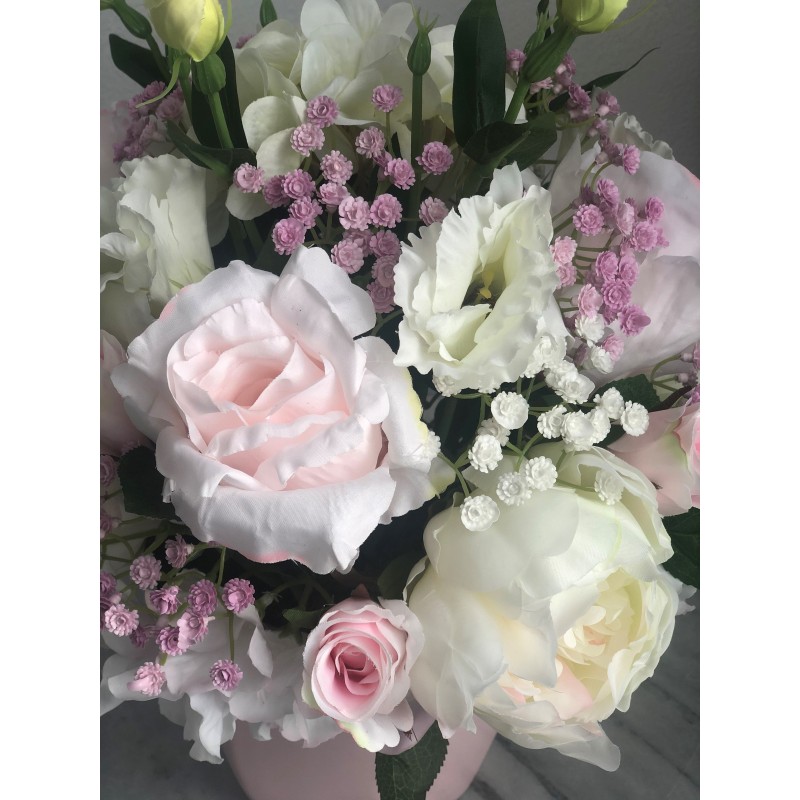 Seidenblumen Arrangement in einer Vase (Puderrosa) 3