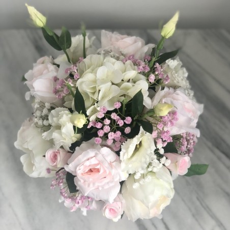 Seidenblumen Arrangement in einer Vase (Puderrosa) 4