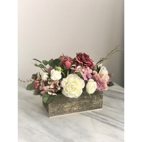 Kunstblumen Arrangement in altholz Gefäss -"Altholz" Kollektion 2