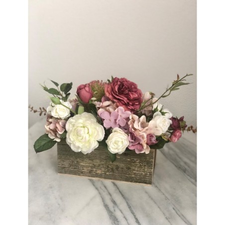 Kunstblumen Arrangement in altholz Gefäss -"Altholz" Kollektion 3