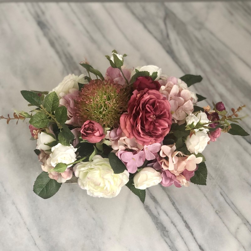 Kunstblumen Arrangement in altholz Gefäss -"Altholz" Kollektion 4