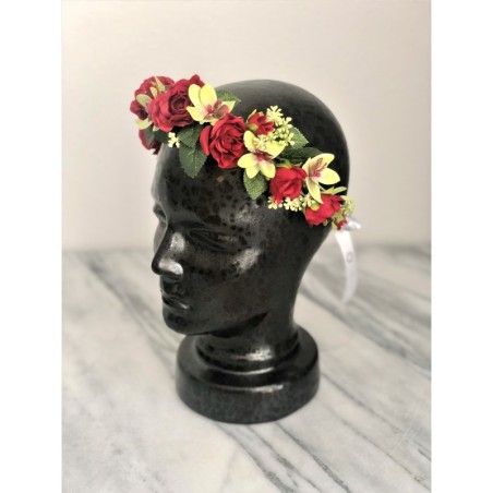 Kunstblumen Krone mit Rote Rosen und Orchideen
