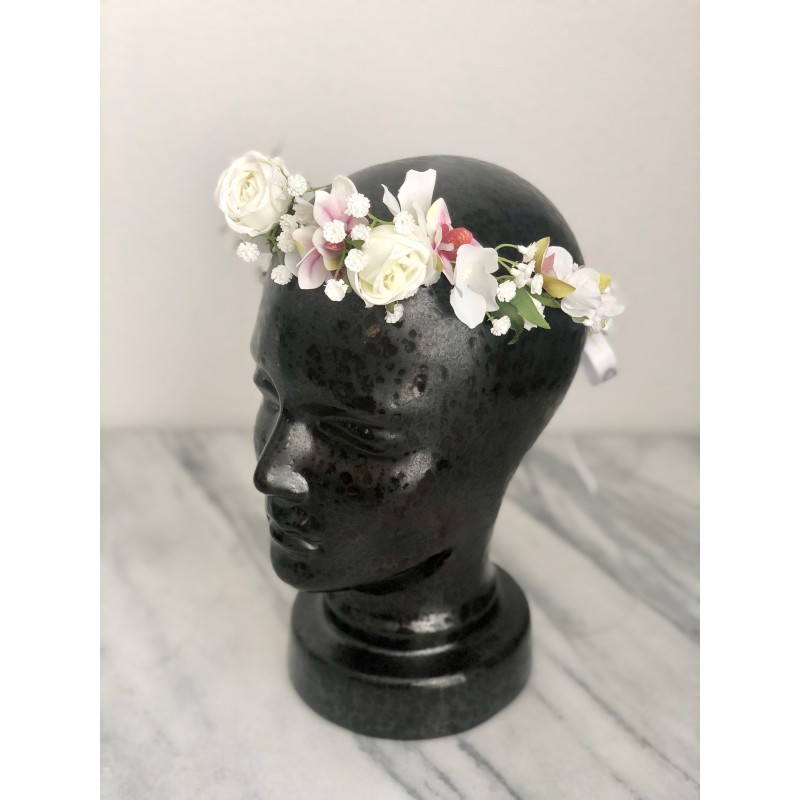 Flower Crown - Kunstblumen Krone mit Orchideen