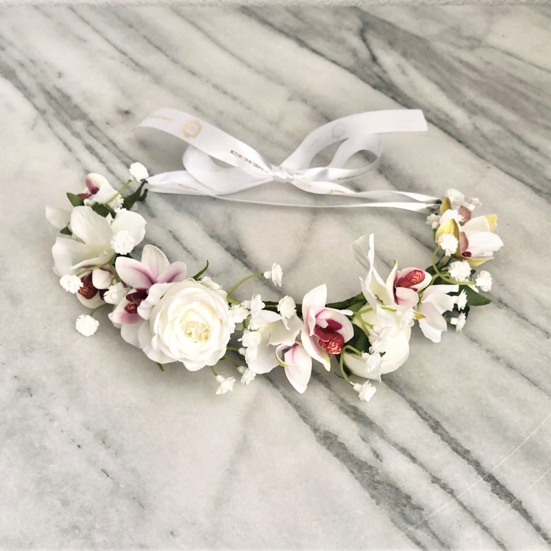 Flower Crown - Kunstblumen Krone mit Orchideen 5