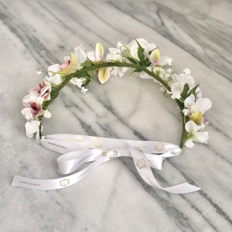Flower Crown - Kunstblumen Krone mit Orchideen 6