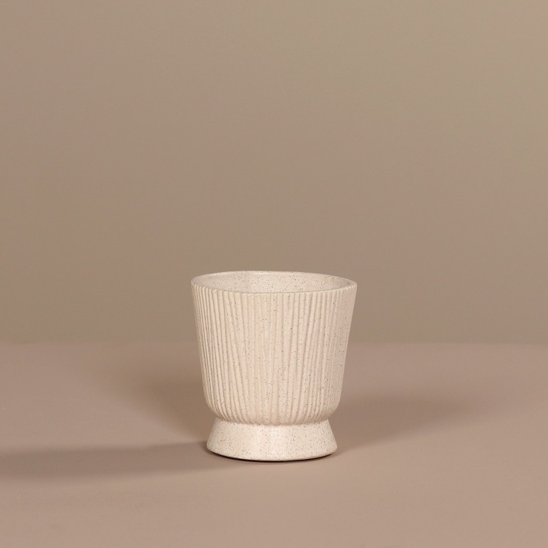 Keramik Blumentopf auf Fuß – Cremeweiß