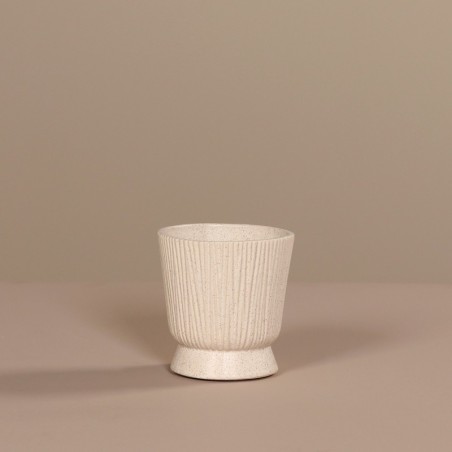 Keramik Blumentopf auf Fuß – Cremeweiß