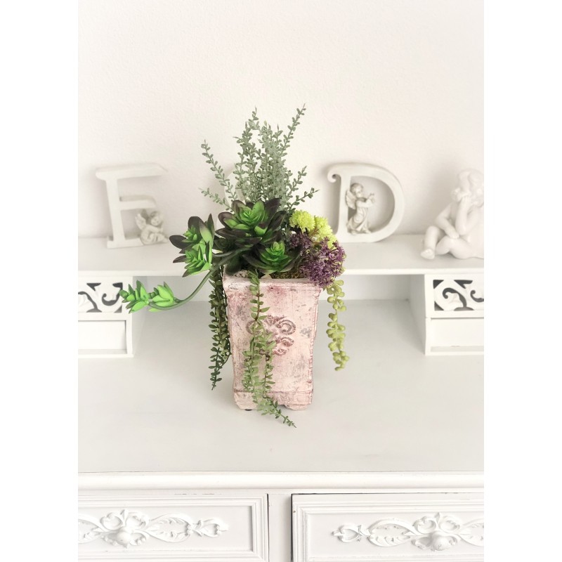 Künstliche Sukkulenten in einer Vase aus Beton 5