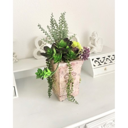 Künstliche Sukkulenten in einer Vase aus Beton 6