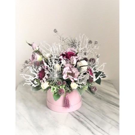 Weihnachtliches Arrangement in einer Velour Box