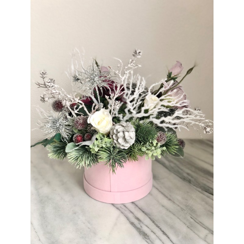 Weihnachtliches Arrangement in einer Velour Box 3