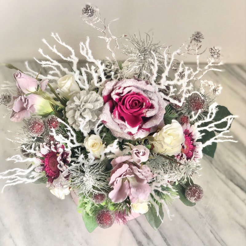 Weihnachtliches Arrangement in einer Velour Box 5