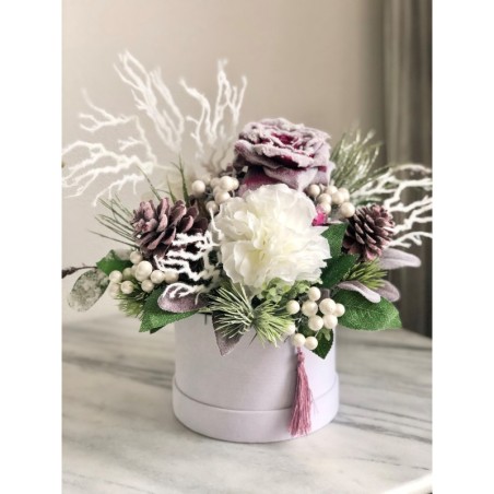 Winterliches Arrangement in einer Velour Box 5