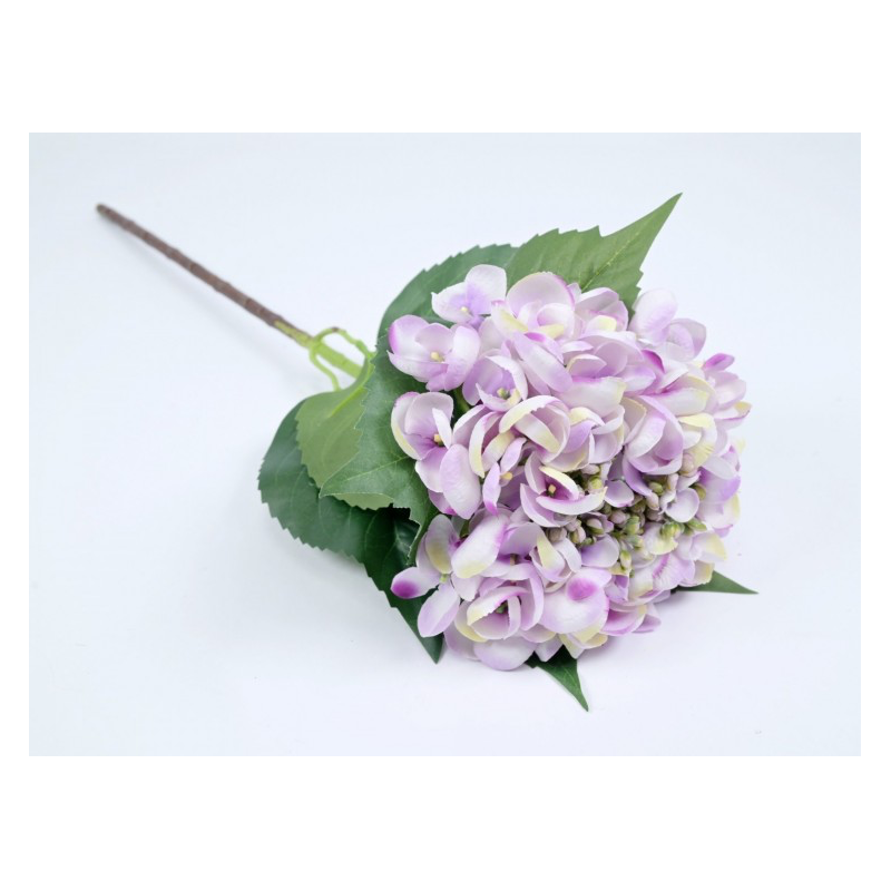 Künstliche Hortensie in Lila-Weiss – 61 cm | Eleganter Hortensienzweig mit naturgetreuer Blüte