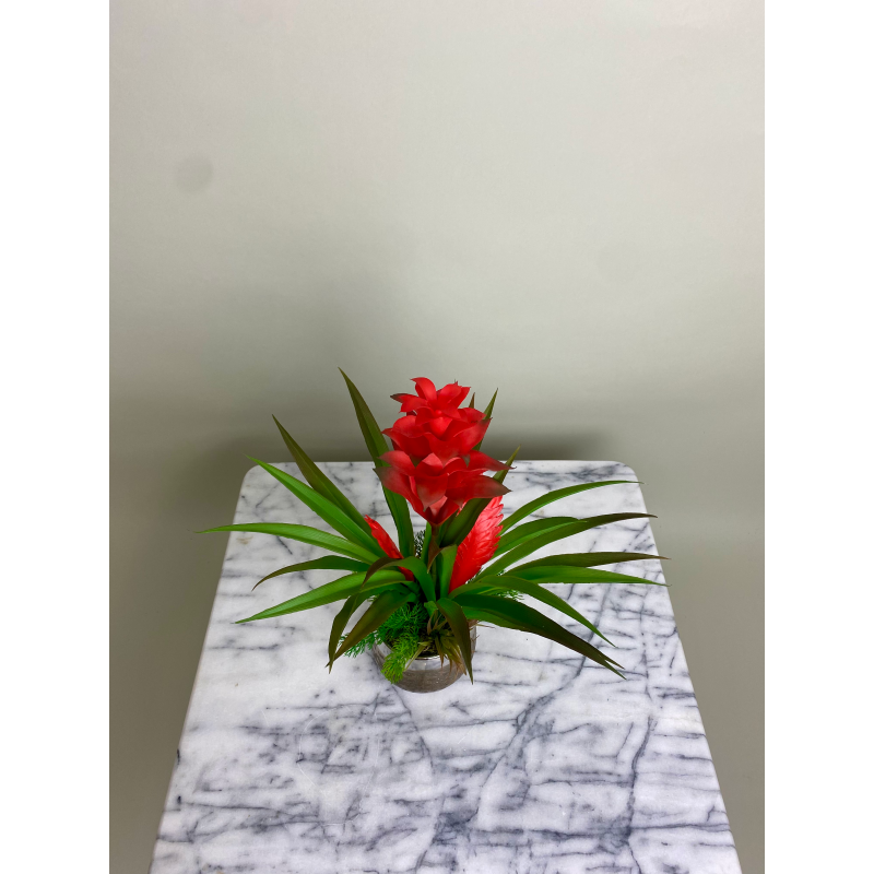 Exotische Kunstbromelie im edlen Dekotopf 3