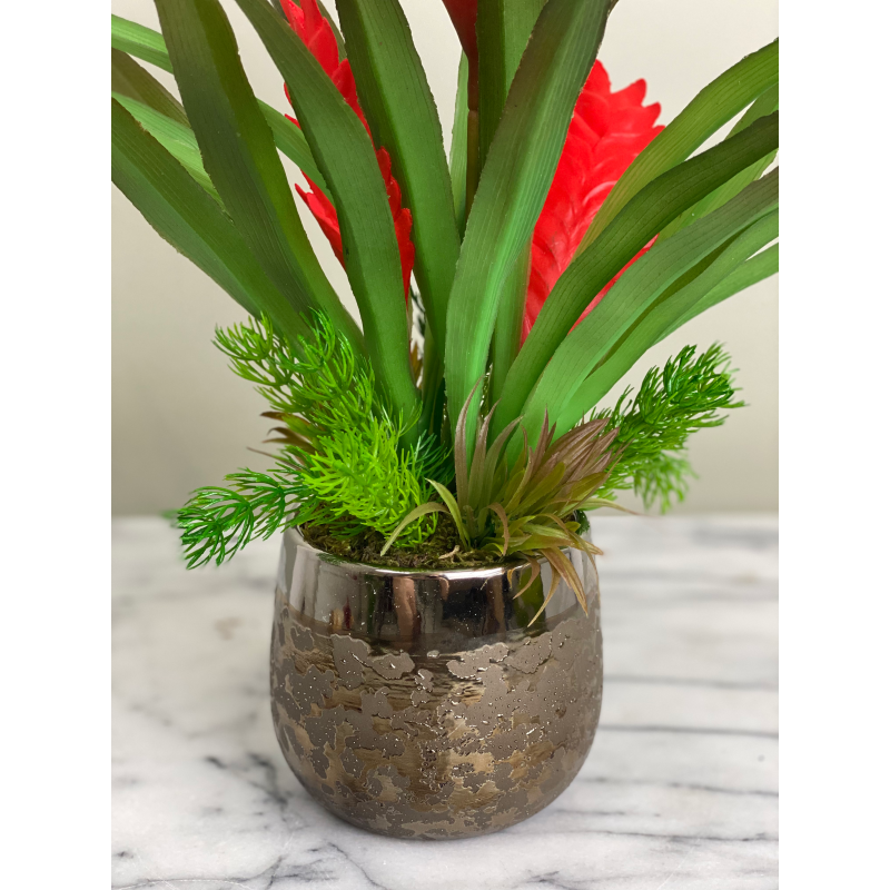 Exotische Kunstbromelie im edlen Dekotopf 5