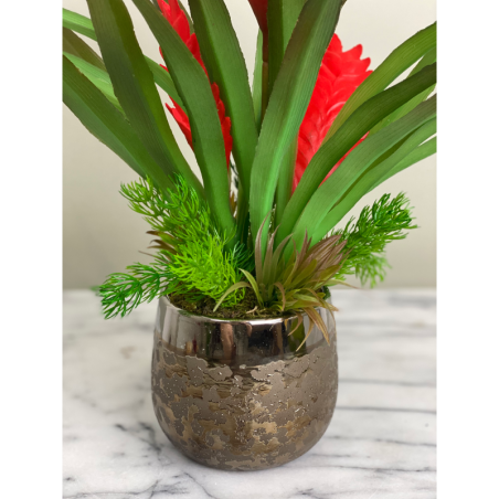Exotische Kunstbromelie im edlen Dekotopf 5