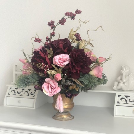 Weihnachtsarrangement in einem Gefäss Aluminium Gold 4