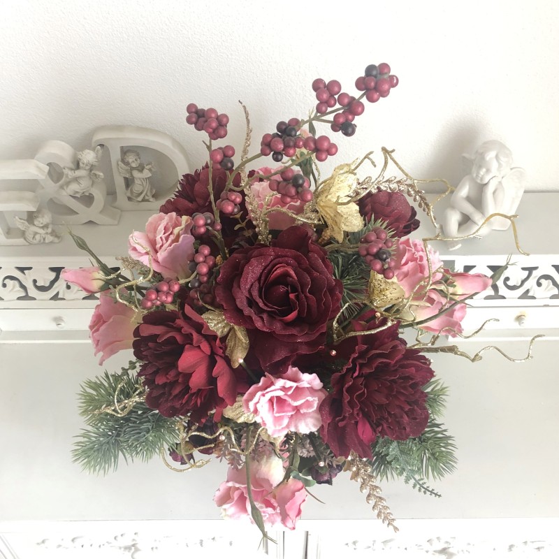 Weihnachtsarrangement in einem Gefäss Aluminium Gold 5