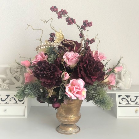 Weihnachtsarrangement in einem Gefäss Aluminium Gold 7