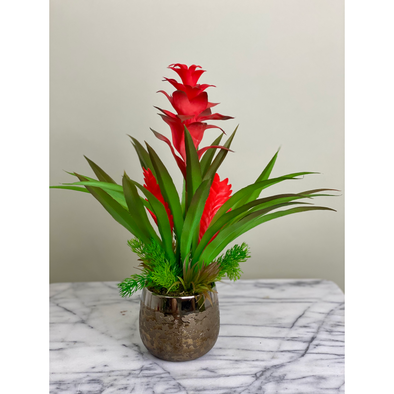 Exotische Kunstbromelie im edlen Dekotopf 6