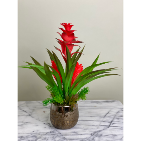 Exotische Kunstbromelie im edlen Dekotopf 6