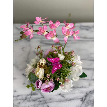 Festes Kunstblumen Arrangement mit Schmetterling 2