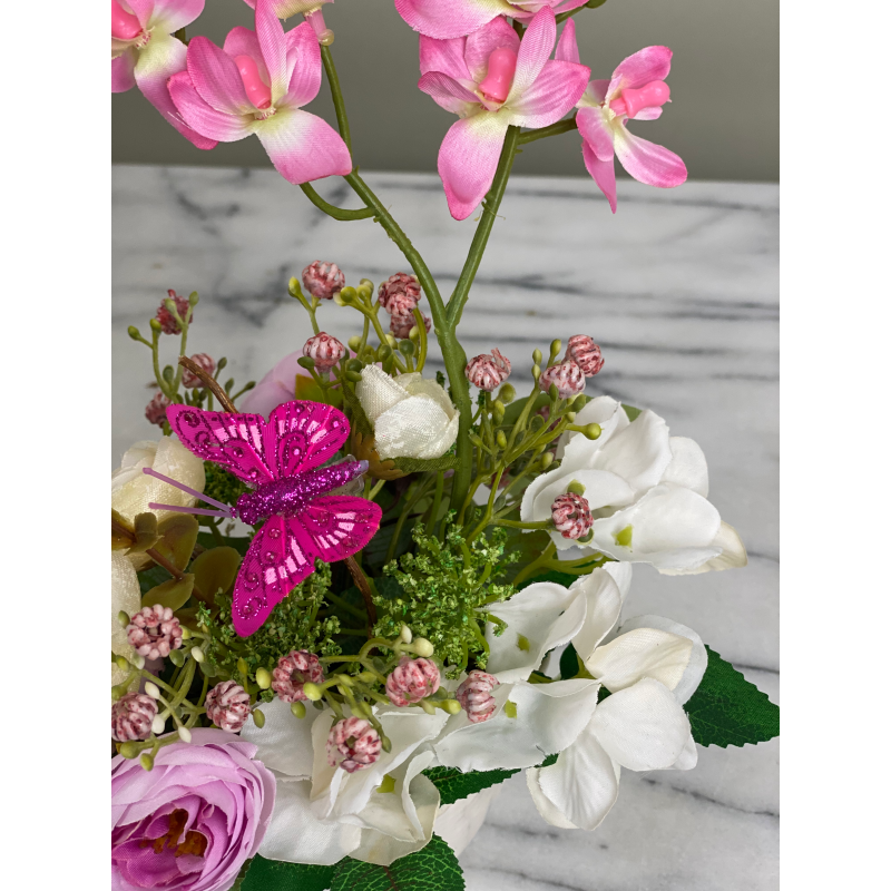 Festes Kunstblumen Arrangement mit Schmetterling 4