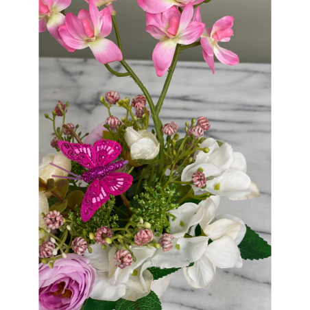 Festes Kunstblumen Arrangement mit Schmetterling 4
