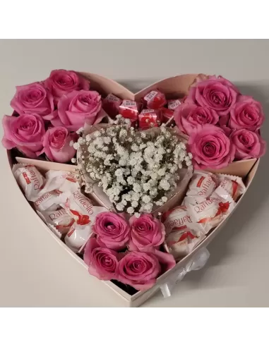 Herzbox „Sweet Love – Rosen Raffello Überraschung