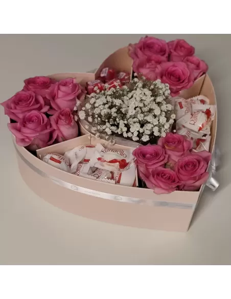 Herzbox „Sweet Love – Rosen Raffello Überraschung