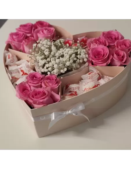 Herzbox „Sweet Love – Rosen Raffello Überraschung