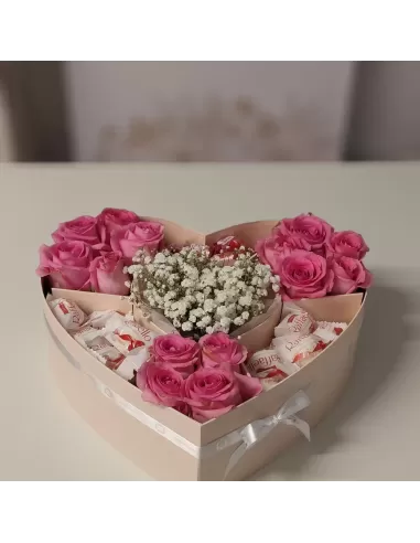 Herzbox „Sweet Love – Rosen Raffello Überraschung
