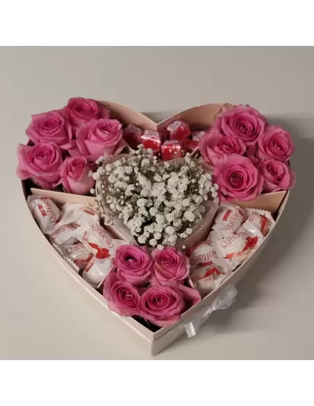 Herzbox „Sweet Love – Rosen Raffello Überraschung