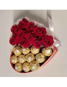 Herzbox mit Rosen Ferrero Rocher 2