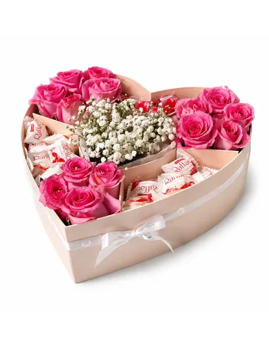 Heart-Shaped Box “Sweet Love – Rose and Raffello Surprise”