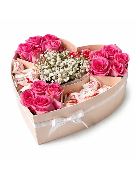 Heart-Shaped Box “Sweet Love – Rose and Raffello Surprise”