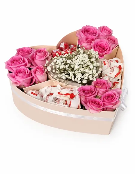 Heart-Shaped Box “Sweet Love – Rose and Raffello Surprise”