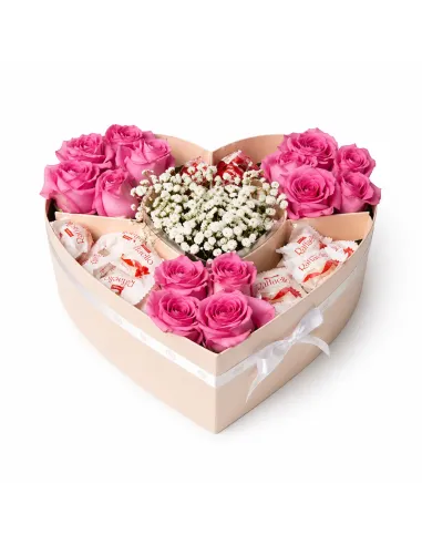 Heart-Shaped Box “Sweet Love – Rose and Raffello Surprise”