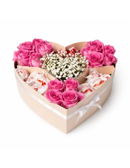 Heart-Shaped Box “Sweet Love – Rose and Raffello Surprise”