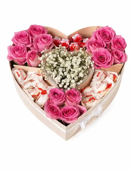 Heart-Shaped Box “Sweet Love – Rose and Raffello Surprise”