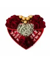 Heart box with red roses and pralines