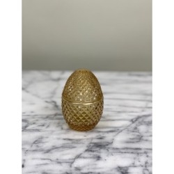 Dekoratives Glas-Ei mit geometrischem Reliefmuster