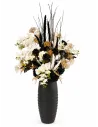 Grosses Blumenarrangement Schwarz-Weiss-Gold zur Miete
