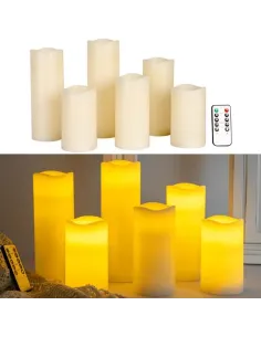 6er - Set LED-Echtwachskerzen mit Fernbedienung – dimmbar, flackernder Effekt