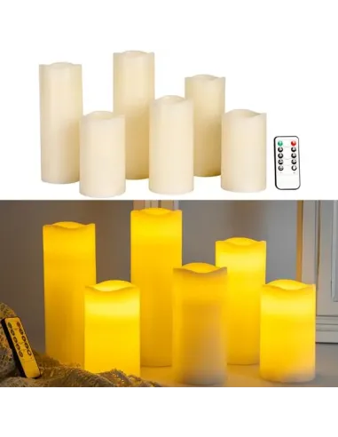 6er - Set LED-Echtwachskerzen mit Fernbedienung – dimmbar, flackernder Effekt