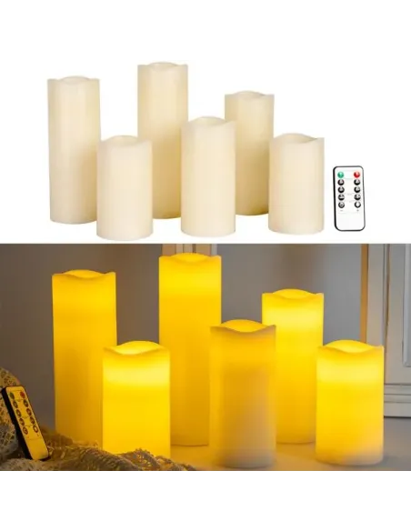 6er - Set LED-Echtwachskerzen mit Fernbedienung – dimmbar, flackernder Effekt