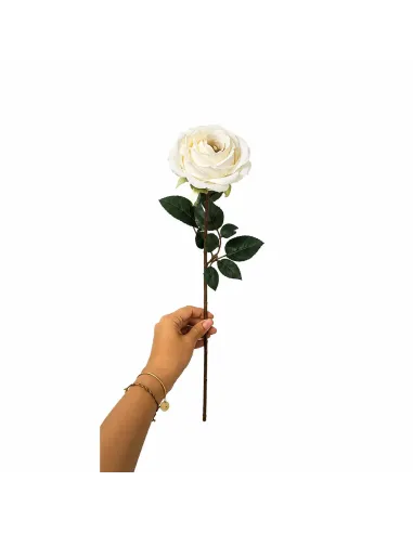 Künstliche Rose in Creme-Weiss am Stiel – ca. 74 cm